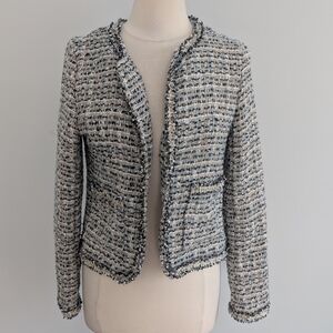 Women's Level Eight Blazer Small Tweed Light Blue Black